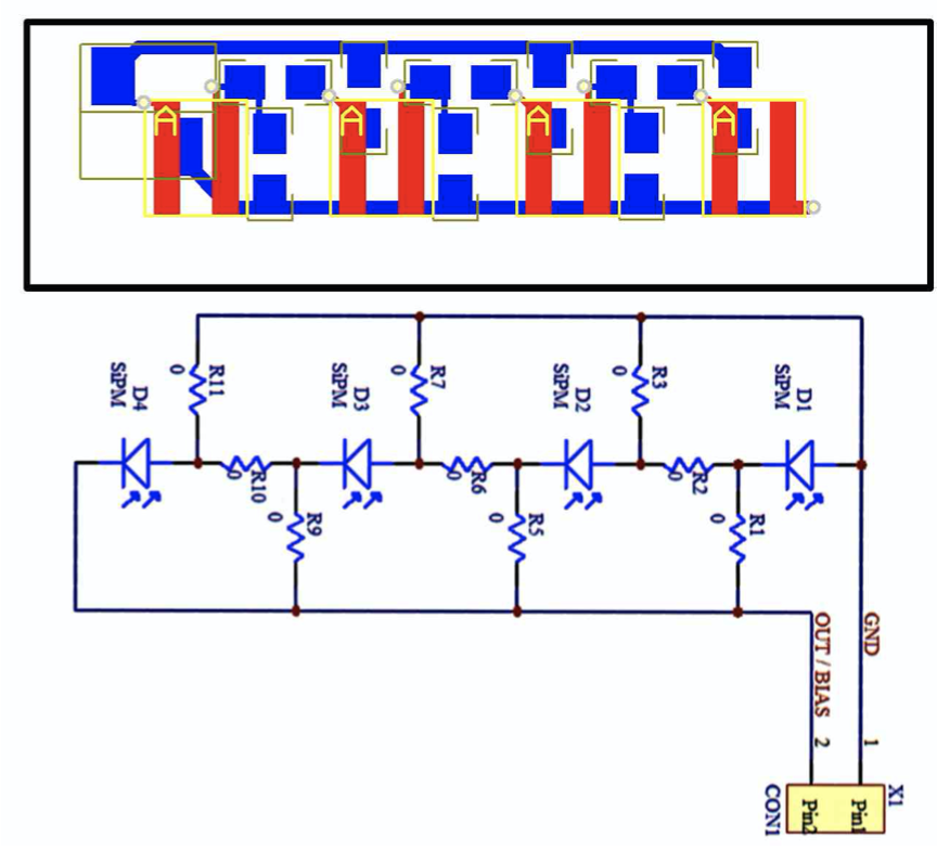 Schematic of the SiPM board used in the Muonpi project. Taken from [2]